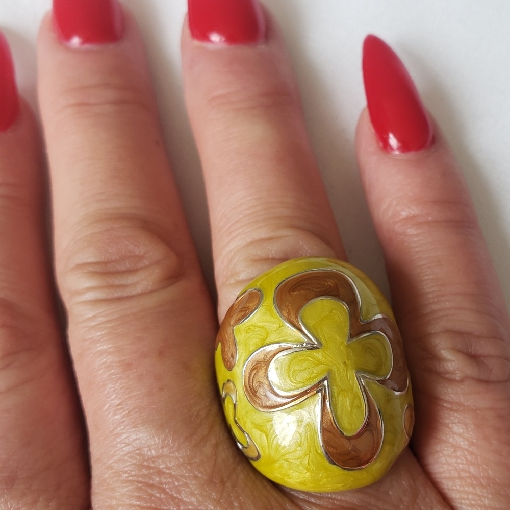 LAUREN G ADAMS GREEN AND BROWN COCKTAIL RING, 7 - Picture 1 of 5